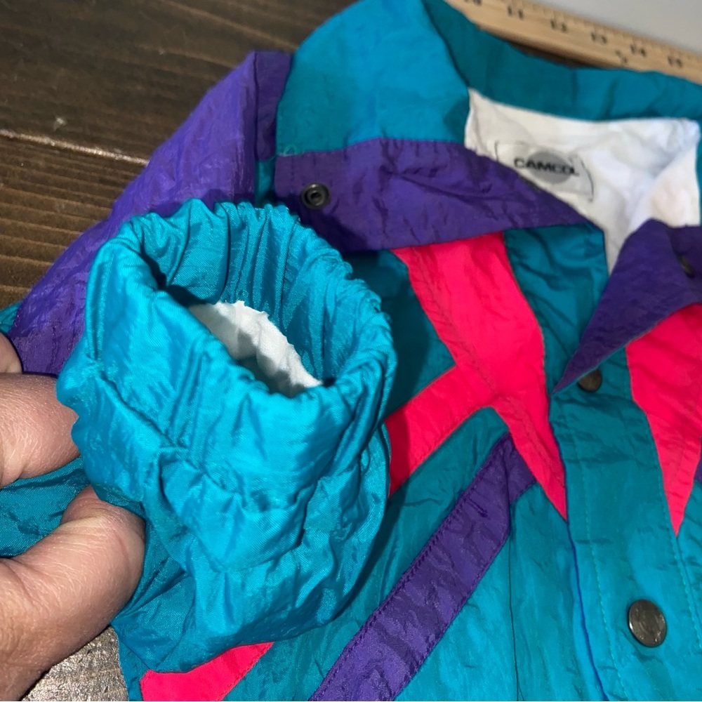 90s Kids multi coloured jacket Fleece Lined Windbreaker Jacket unisex - Picture 6 of 9